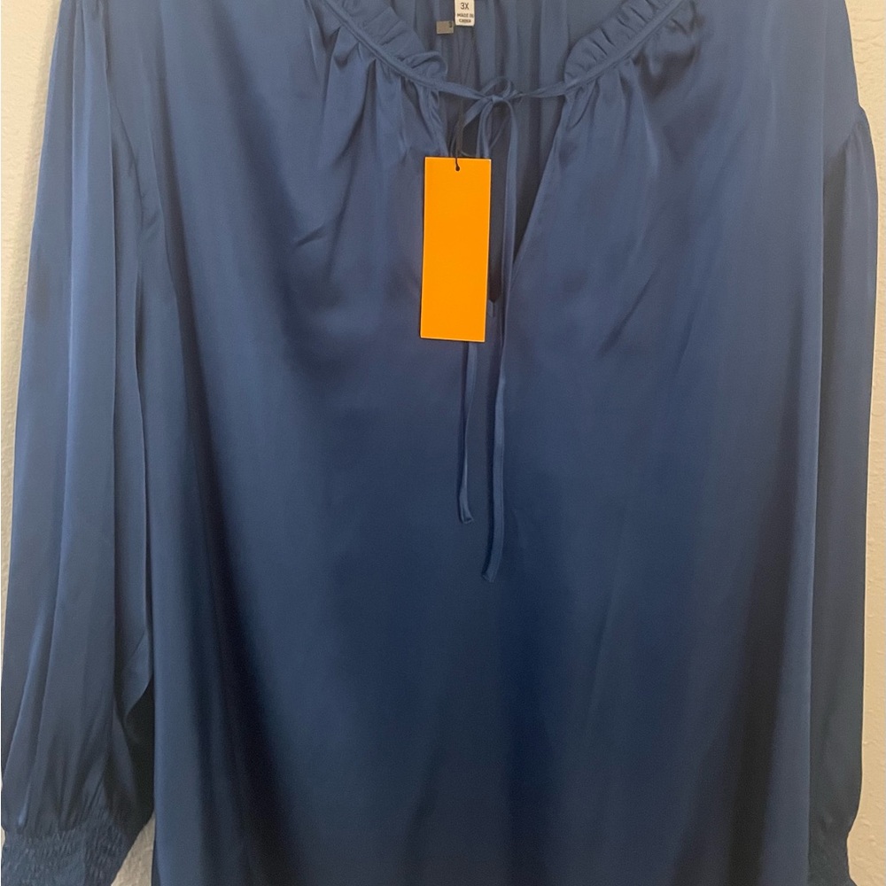 Collective Concepts Blue Ladies Dressy Blouse-Size 3X US